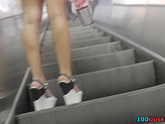 Best upskirt video with slim babe in sexy mini skirt