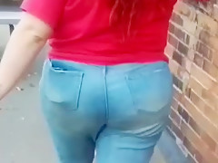 Big bbw redheads ass in tight jeans