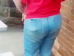 Big bbw redheads ass in tight jeans