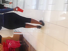 Big black ass in see thru spandex