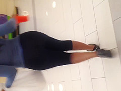 Big black ass in see thru spandex
