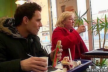 Biggest titted granny tastes tasty penis