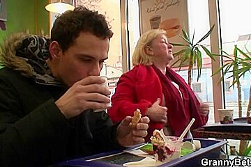 Biggest titted granny tastes tasty penis