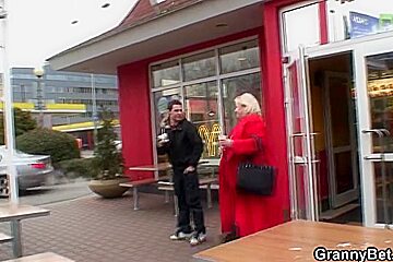 Biggest titted granny tastes tasty penis