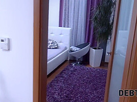 Bimbo Brunette Pays The Rent Using Juicy Tits And Tight Pussy With Jennifer Mendez