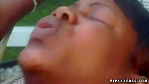 Black bitch Ms Juicy gets nailed in backyard