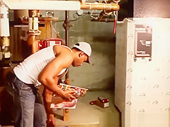 Black handyman solo rubbing his big tool