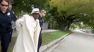 Black thug fucking two nasty and busty female police officers