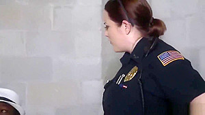 Black thug fucking two nasty and busty female police officers