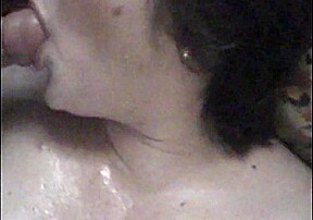 Blindfolded wife sucks cock, masterbates and gets a facial
