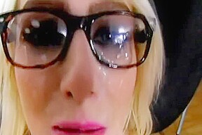 Blond British girl gets a face full of cum