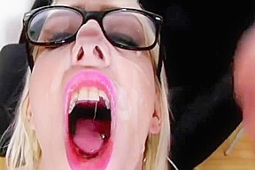Blond British girl gets a face full of cum