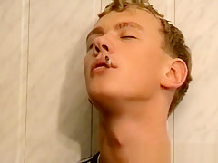 Blond chainsmoker cumming after vigorous wanking