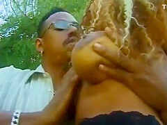 Blonde Black Chicks Tight Cunt Is Split Open By A Huge Mutant Cock In Backyard
