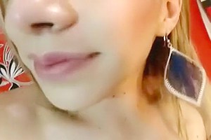 Blonde haired Tgirl lets it fly