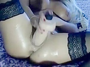 Blonde huge anal toy