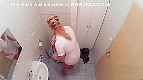 Blonde nurse watching couple fucking