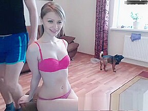 Blonde teen 18+ gives blowjob