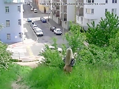 Blonde teen 18+ leaves her clothes at home and goes naked outside nude naturist