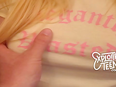 Blonde teen 18+ with big natural tits sucks cock