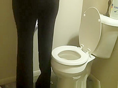 Blonde woman with thick thighs spied peeing