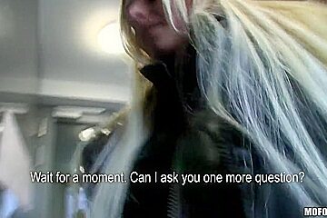 Blondie Katka was offered money to give dude a lusty blowjob