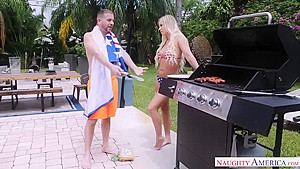 Blue- eyed blonde, Bailey Brooke got fucked from the back, in the middle of the day