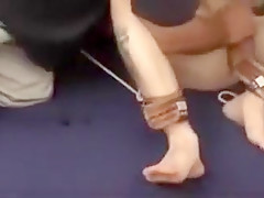 Bound Jock gets milked, then teased