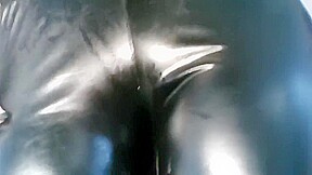 Bound girl with ball gag gets messy