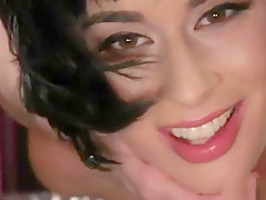 Bound lesbian brunette gets ass whipped