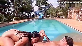 Brasilian Girls Kissing In The Pool