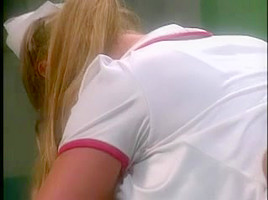 Breasty brunette hair nurses receives bawdy cleft licked by patient