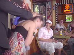 Brunette Euro babe gets fucked in public
