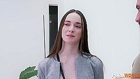 Brunette teen 18+ Hazel Moore Gets Ass Slammed To Gain New Client For Step daddy GP2561 - AnalVids