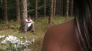 Busty Asian has sex in the woods