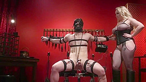 Busty Blonde Domina Gives Her Slave a Hj