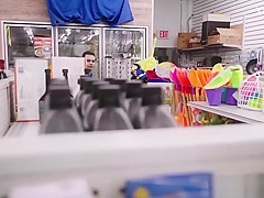 Busty Milf bangs dude in grocery store