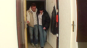 Busty brunette granny fucks on the floor