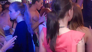 Busty cfnm shows her tits
