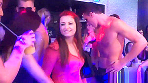 Busty cfnm shows her tits