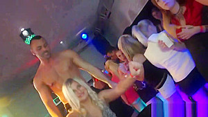 Busty cfnm shows her tits