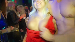Busty cfnm shows her tits