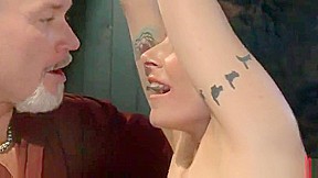 Busty chick gets tied and mouth-fucked