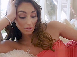 Busty hottie Christiana Cinn worshiping stepsons big cock