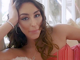Busty hottie Christiana Cinn worshiping stepsons big cock