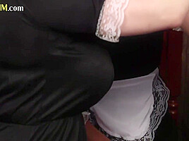 CFNM 3some maids in hotel room jerk cock in FFM action