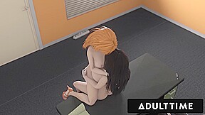 CUSTOMER SERVICE - Huge Tits Futanari Babe Creampies Boss With Her Big Cock To Save Her Employees