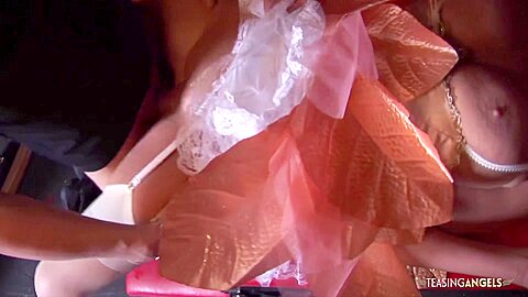 Caged Hottie Loves Sharing Two Cocks With Another Horny Chick