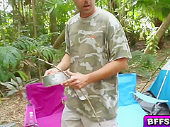 Camp Out With One Cock And Four Pussies To Play With