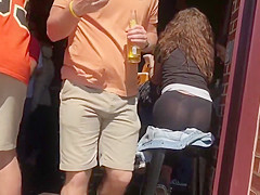 Candid ass in leeggings see thru